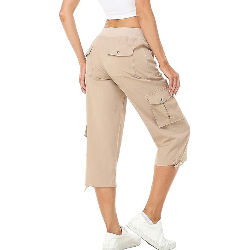 Sporty casual loose-fitting drawstring cargo pants