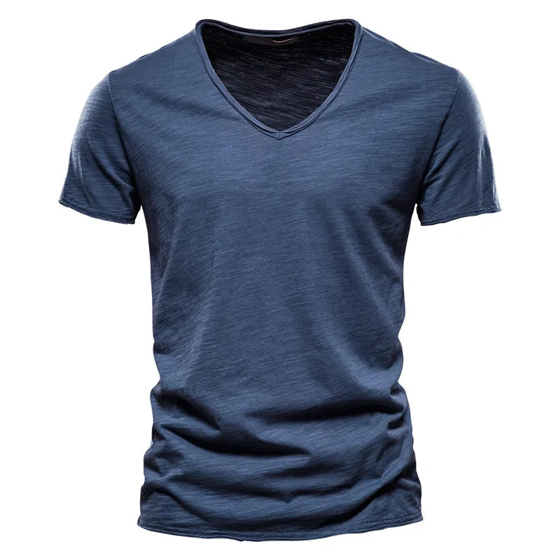 Summer New Style Solid Color V-Neck Short-Sleeve T-Shirts - Hot Selling